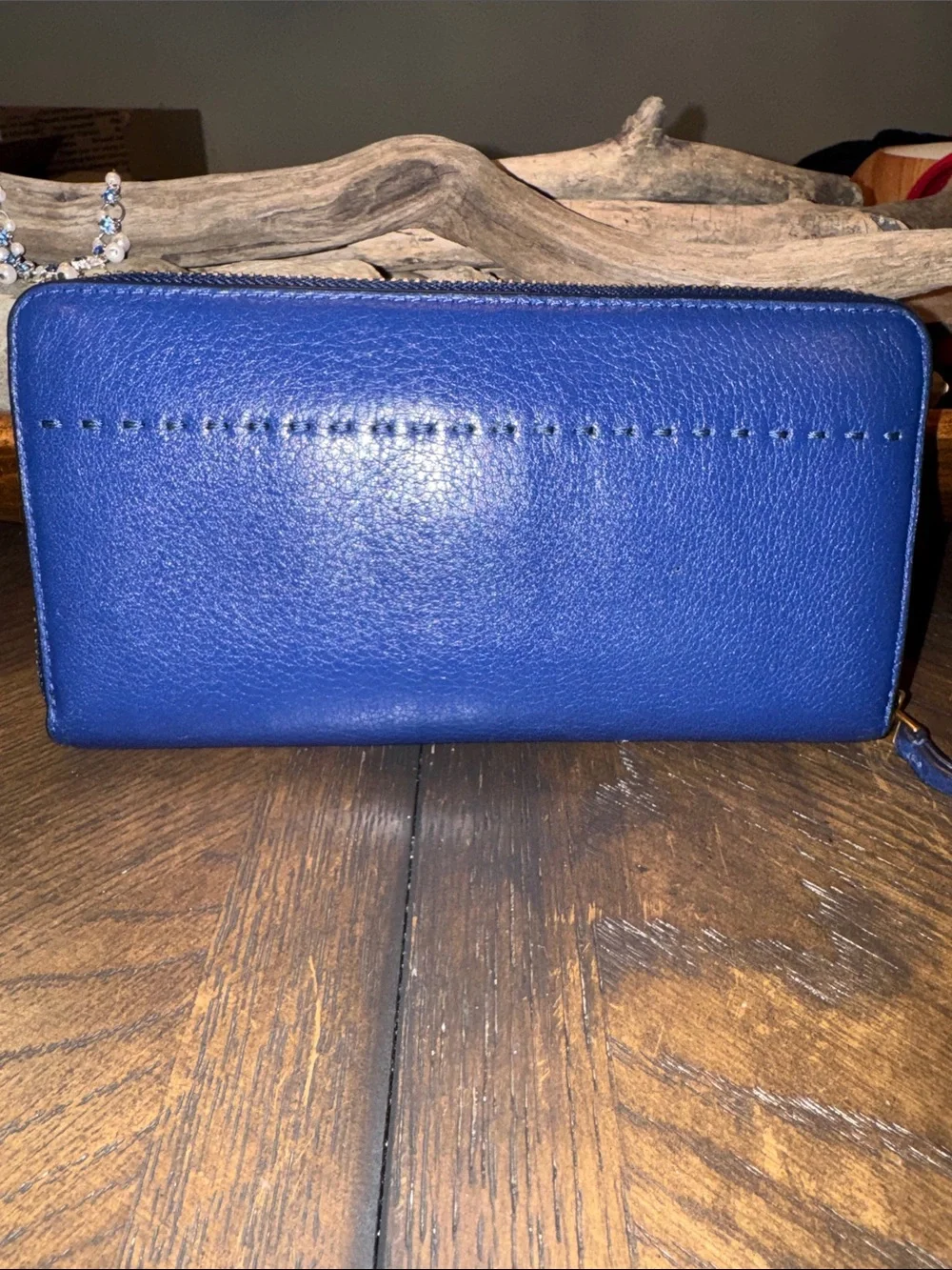 Tory Burch Royal Blue Leather Zip-Around Wallet EUC